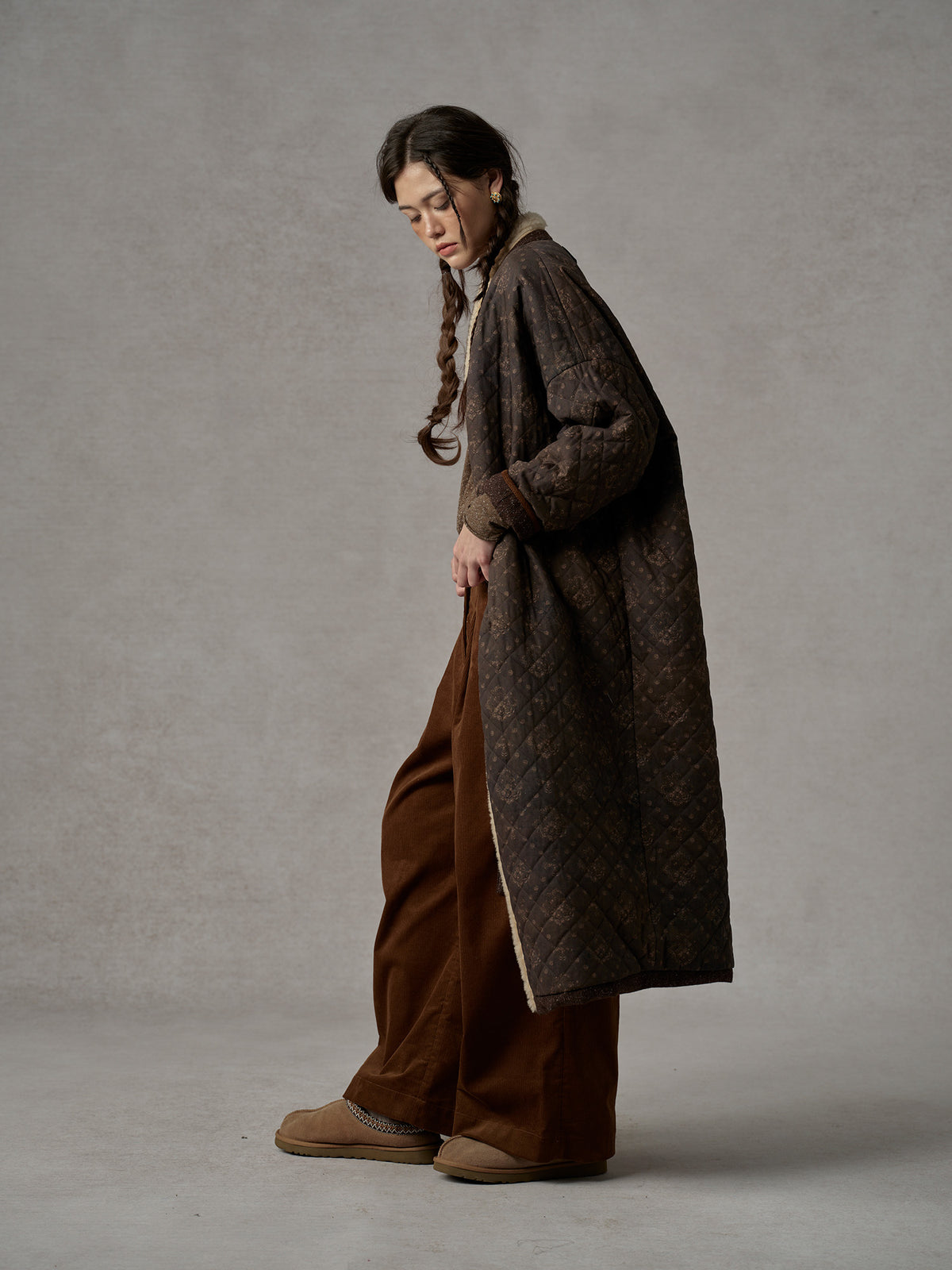 Reversible Wool Quilted Long Coat
