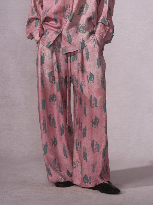 26SS 粉青铜印花铜氨长裤0