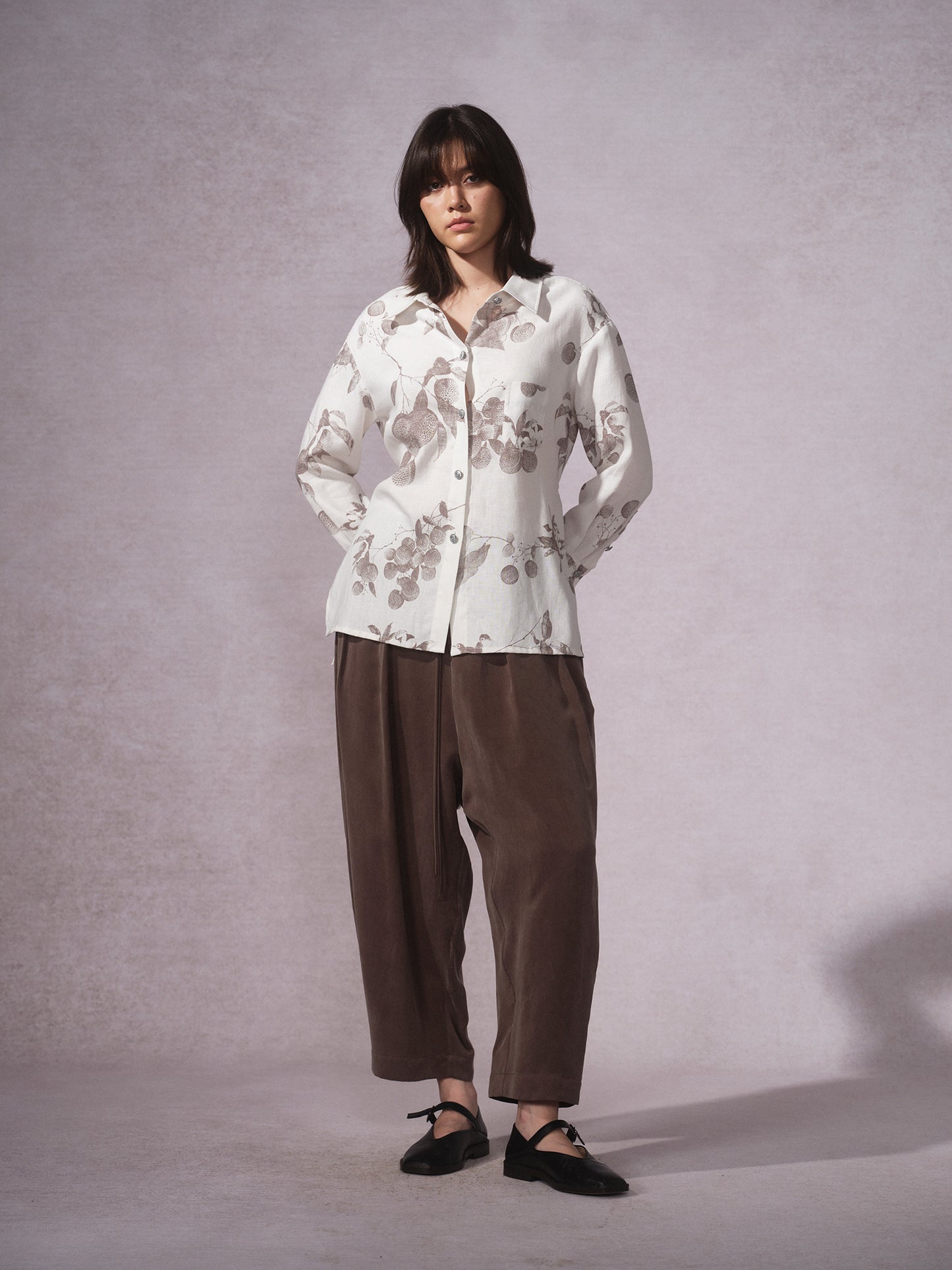 Linen Cotton Printed Long-Sleeve Shirt