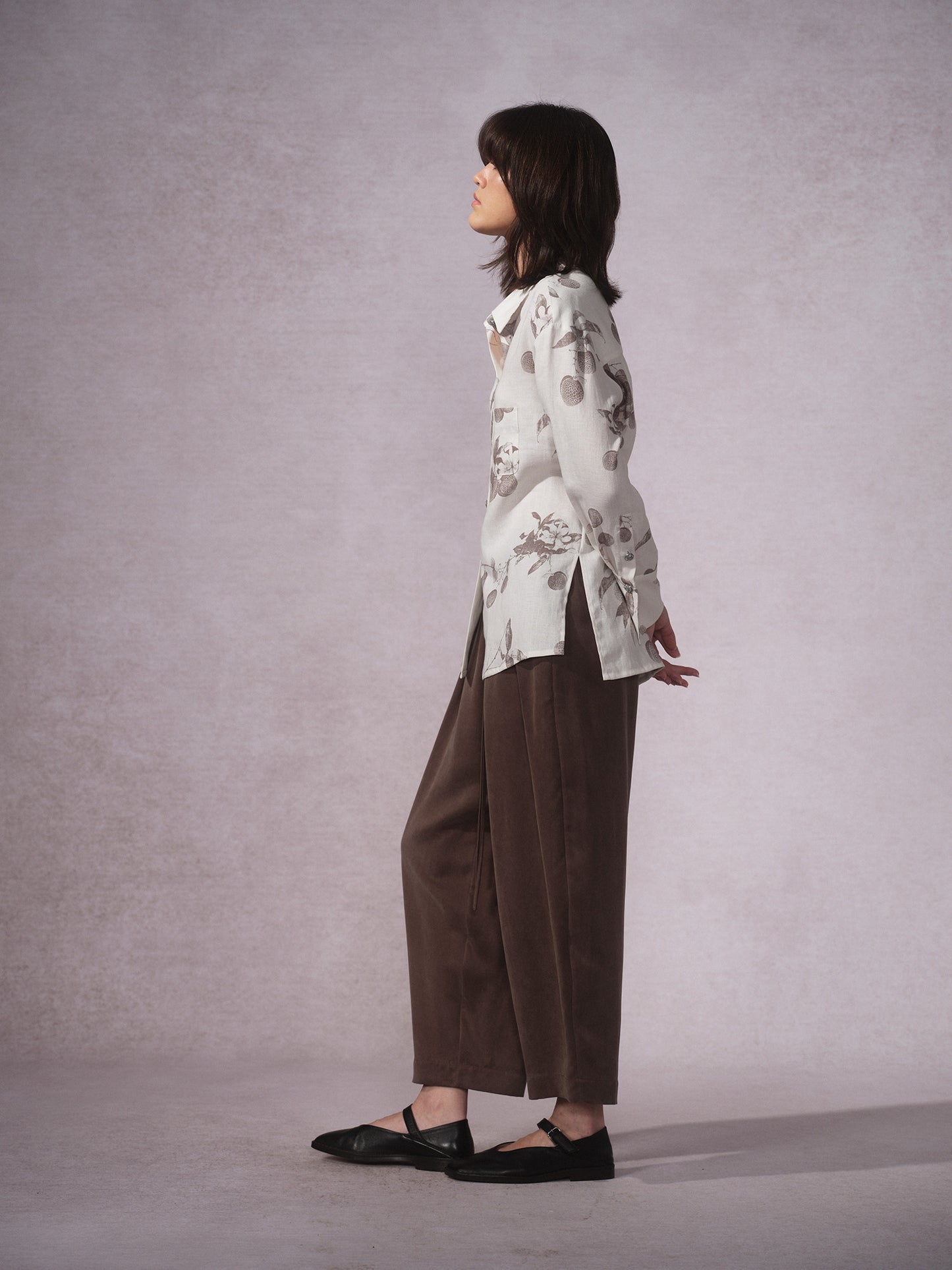 Linen Cotton Printed Long-Sleeve Shirt