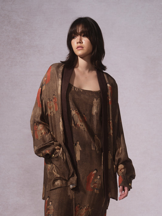 26SS 古铜人印花铜氨道袍衬衫0