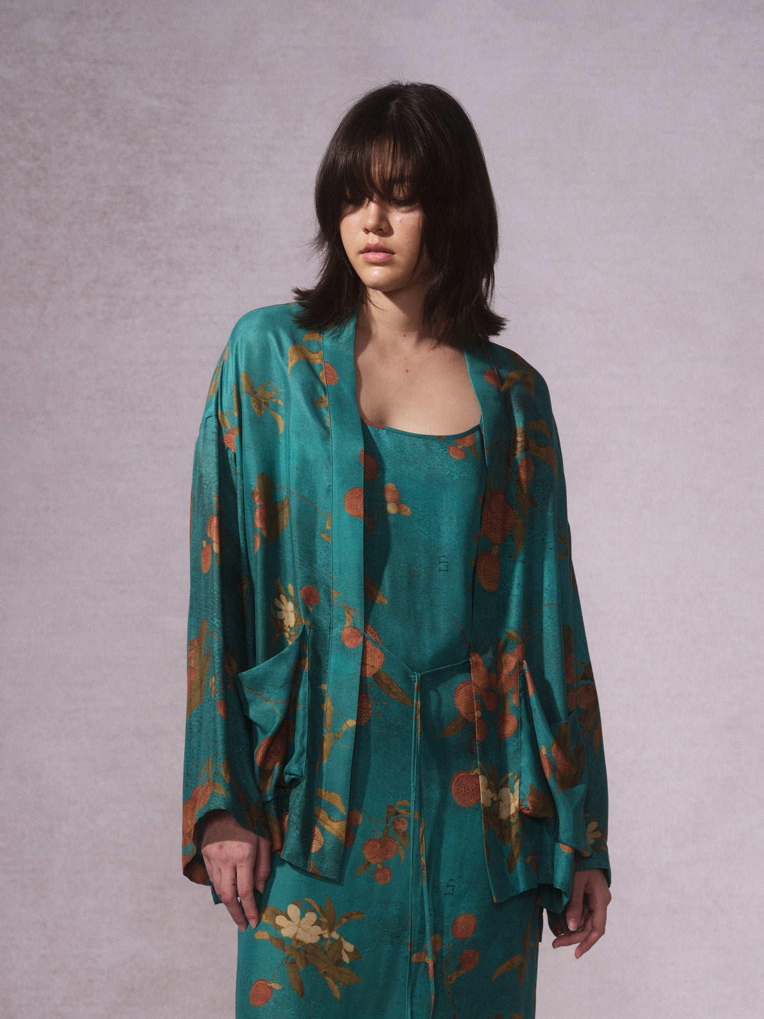 26SS 青荔枝印花铜氨道袍0