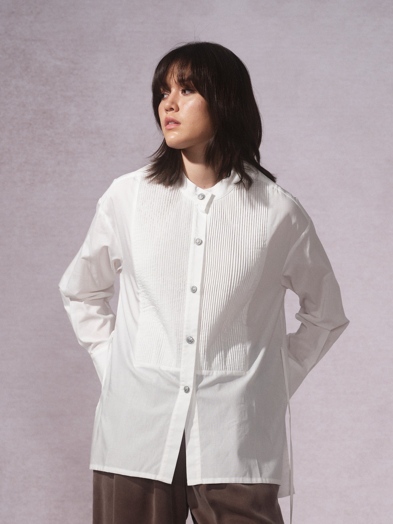 26SS 白色棉麻复古衬衫0