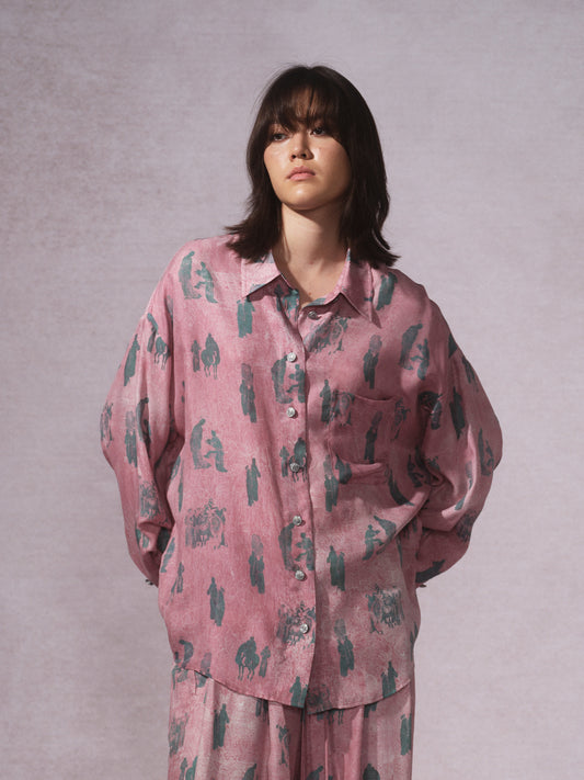 26SS 粉青铜印花铜氨衬衫0