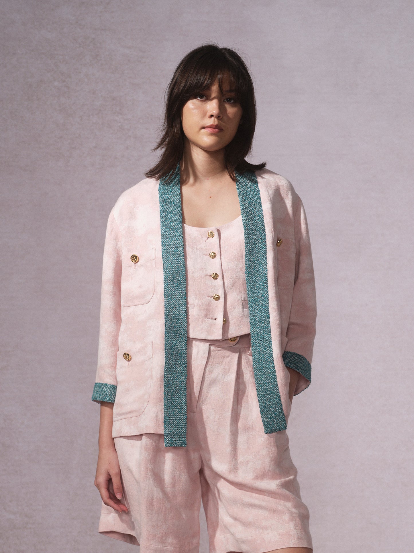 26SS 粉迷彩道袍夹克0