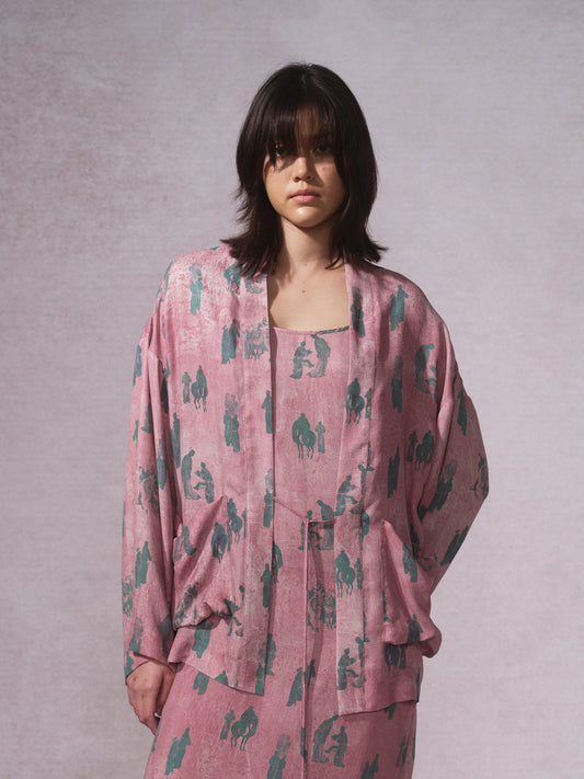 26SS 粉青铜印花铜氨道袍0