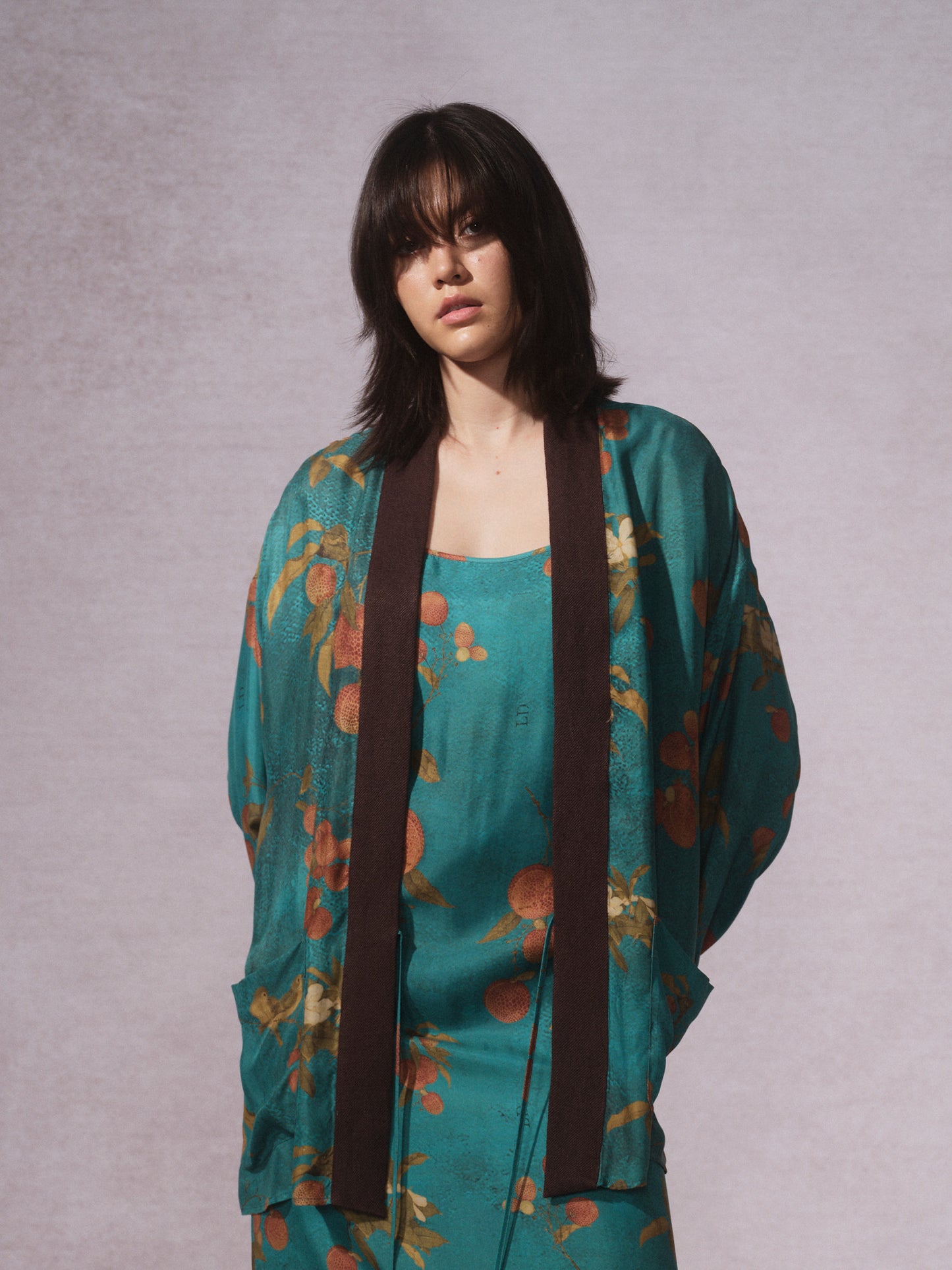 26SS 青荔枝印花铜氨道袍衬衫0