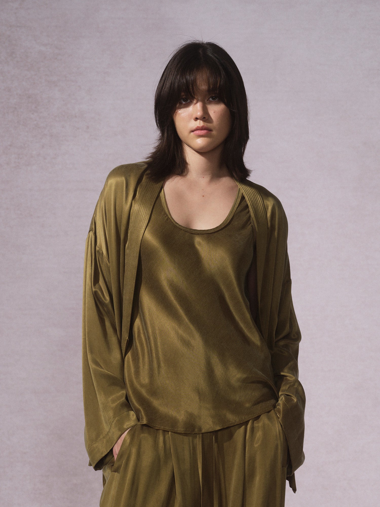 26SS 橄榄绿铜氨棉道袍1