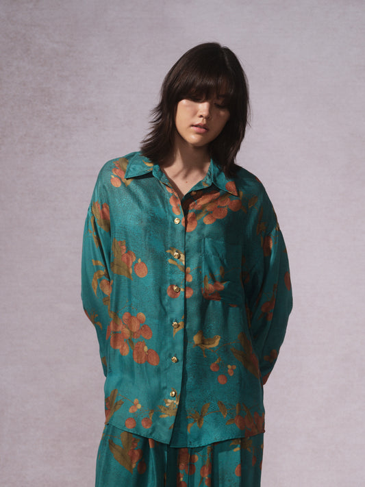 26SS 青荔枝印花铜氨长袖衬衫0