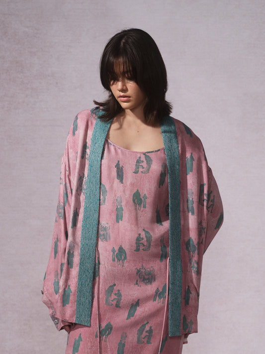 26SS 粉青铜印花铜氨道袍衬衫0