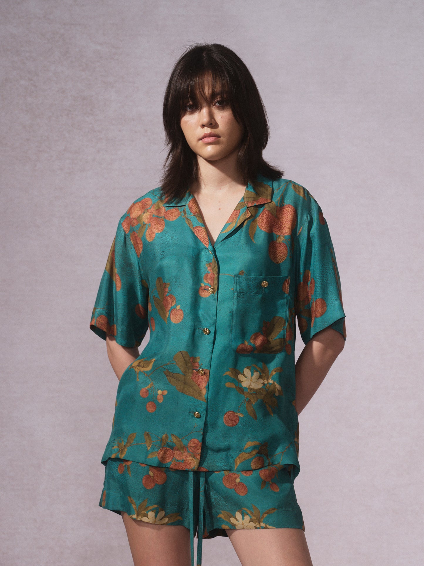 26SS 青荔枝印花铜氨短袖衬衫0