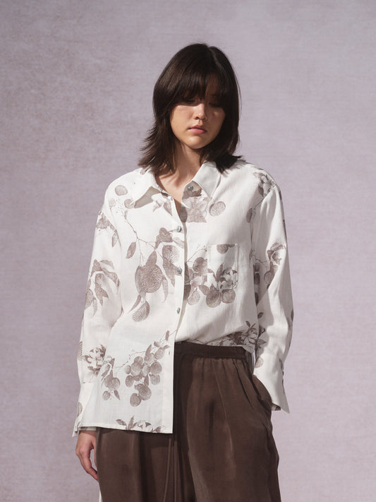 Linen Cotton Printed Long-Sleeve Shirt