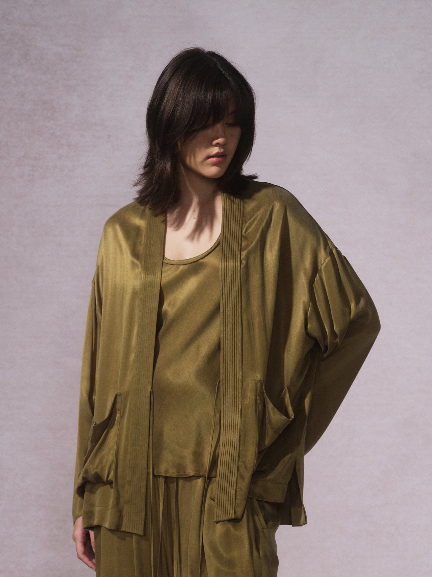 26SS 橄榄绿铜氨棉道袍0
