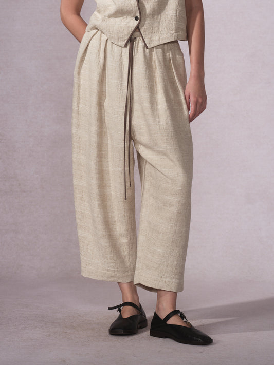 26SS 提花麻气球裤0