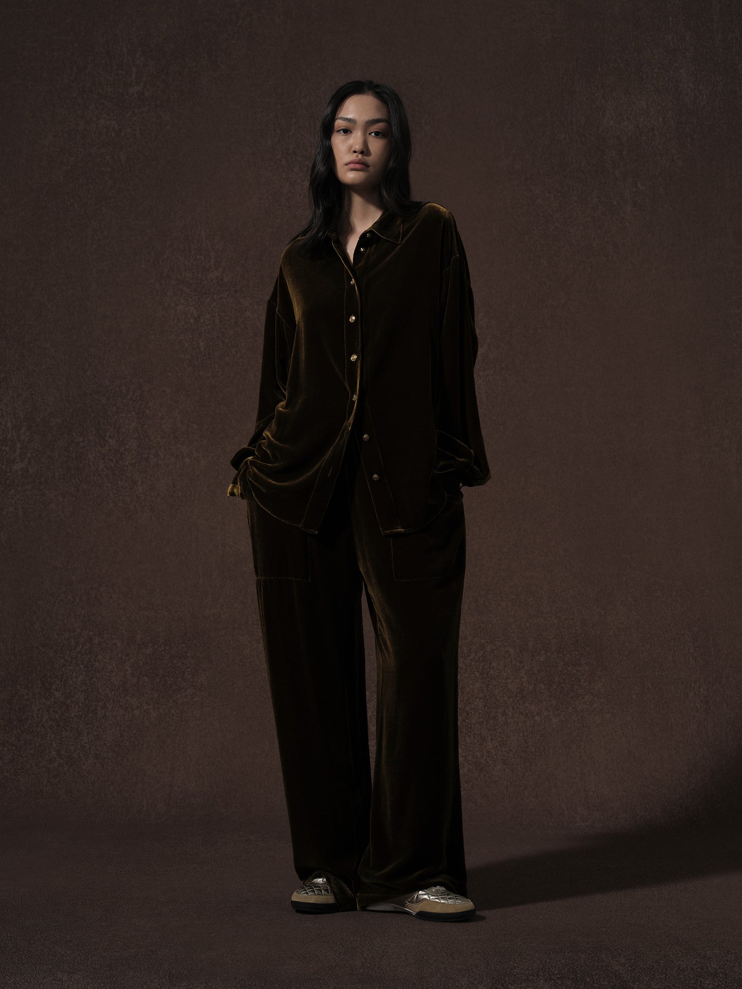 LABELDEL 25AW咖金丝绒衬衫 长裤1