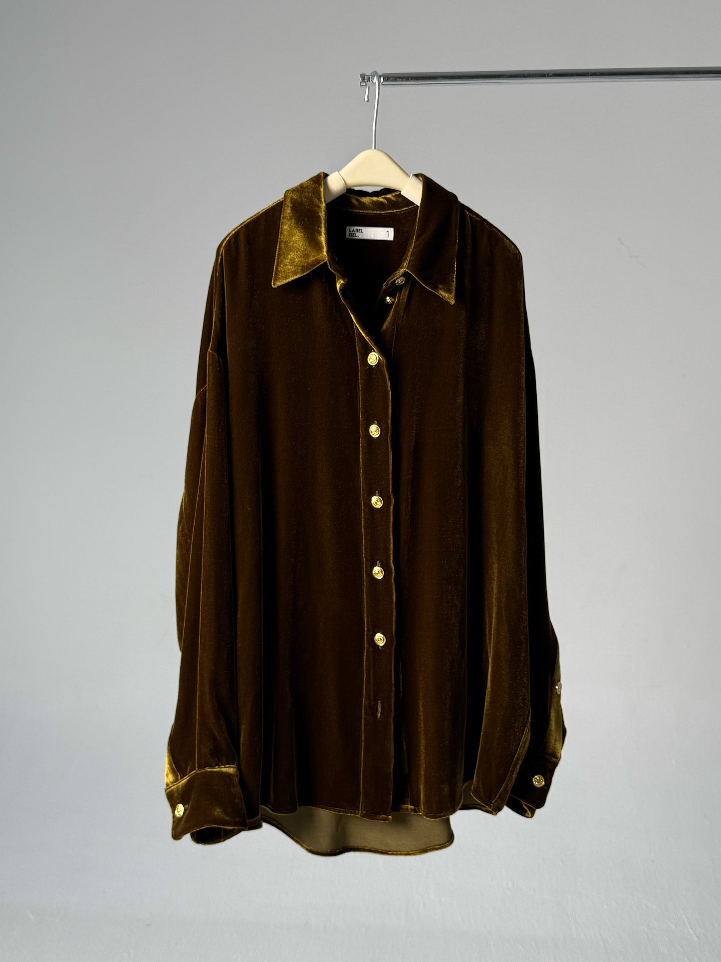 LABELDEL 25AW咖金丝绒衬衫白底图