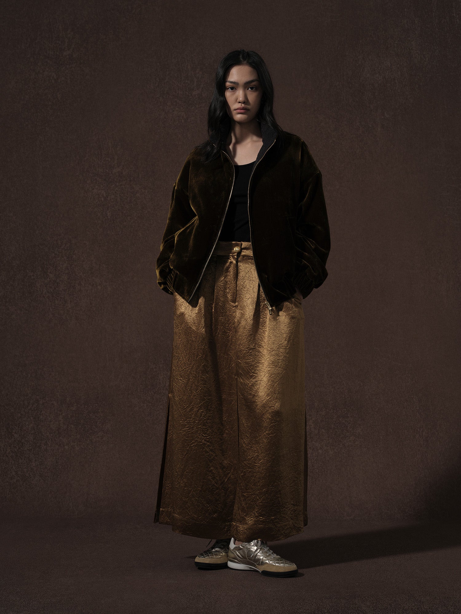 LABELDEL 25AW咖金丝绒棉服夹克1