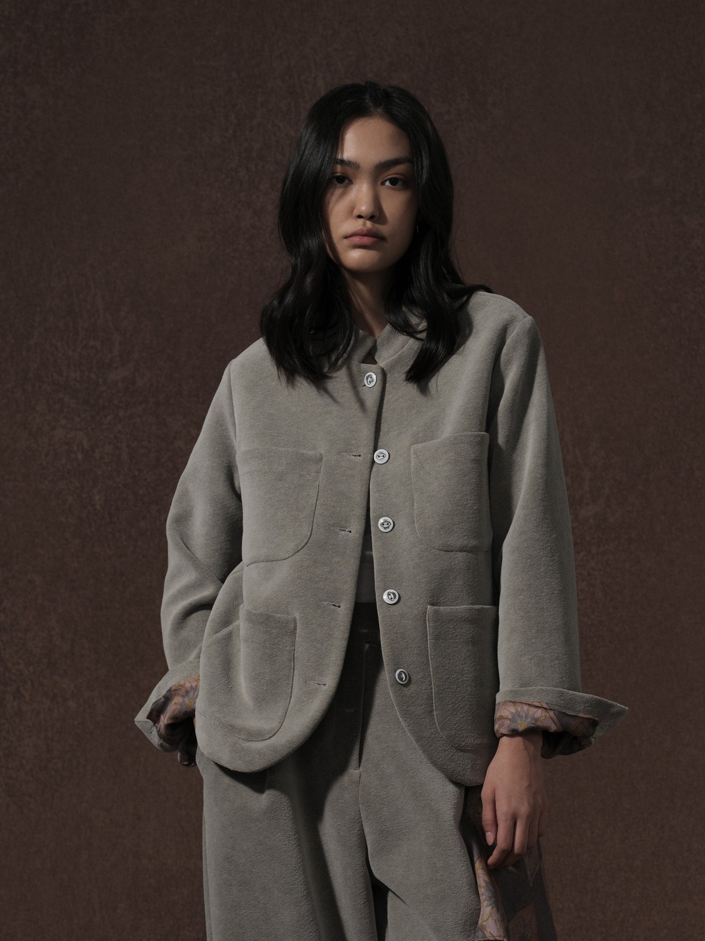 LABELDEL 25AW灰色平绒四袋夹克0