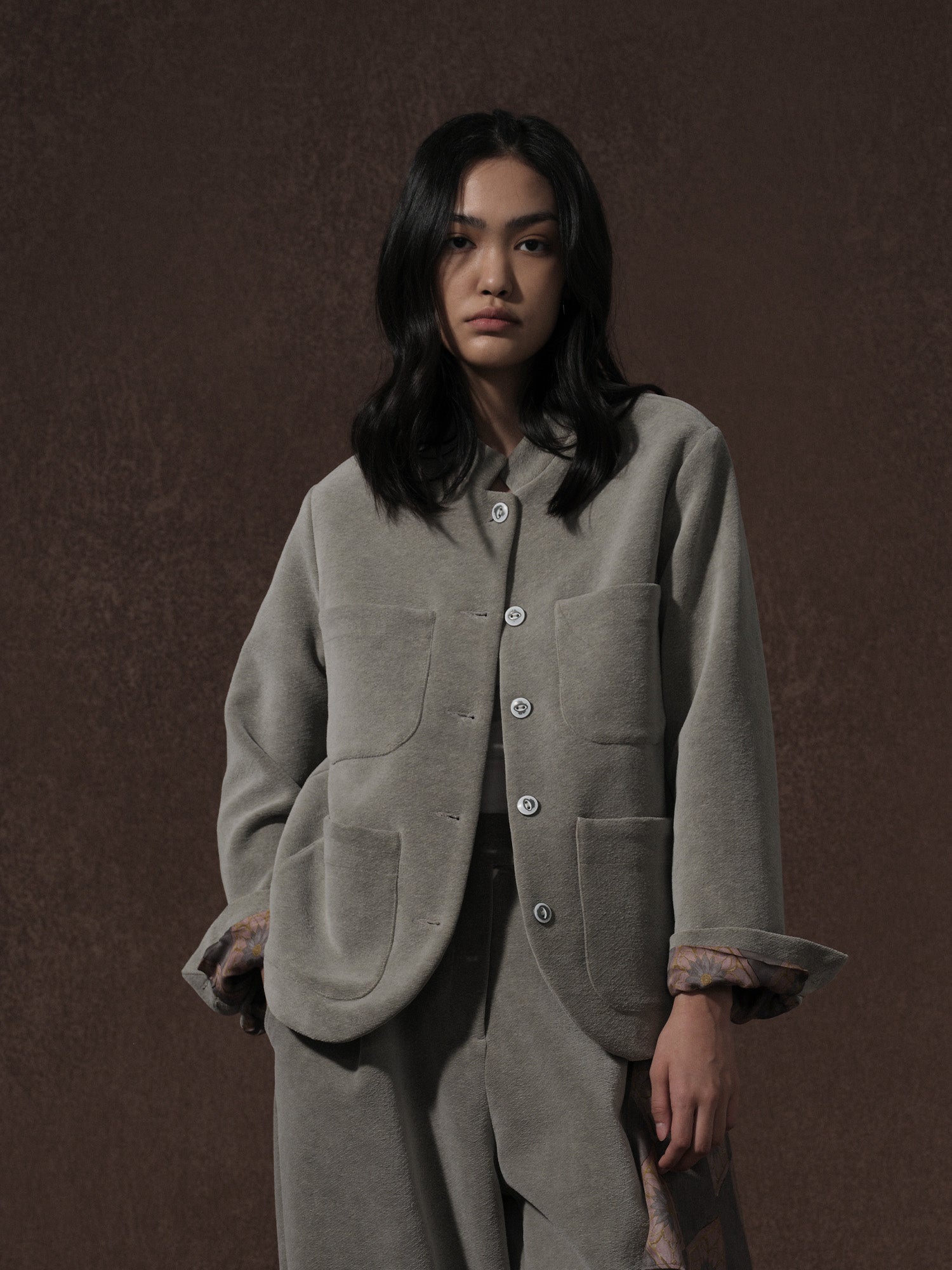 LABELDEL 25AW灰色平绒四袋夹克0