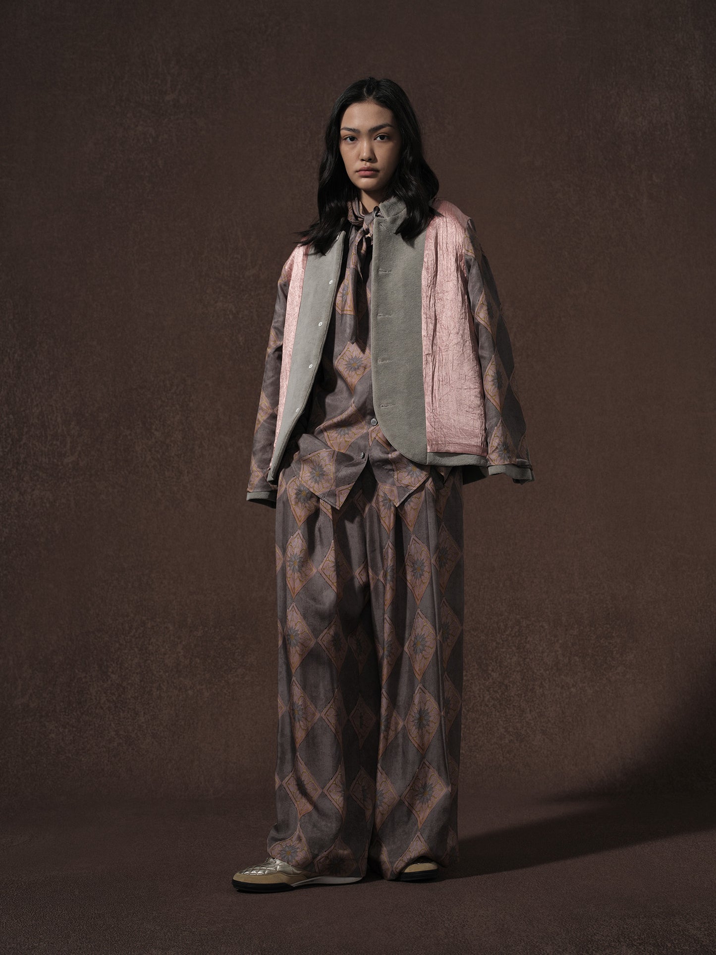 LABELDEL 25AW灰色平绒四袋夹克反 印花铜氨套装5