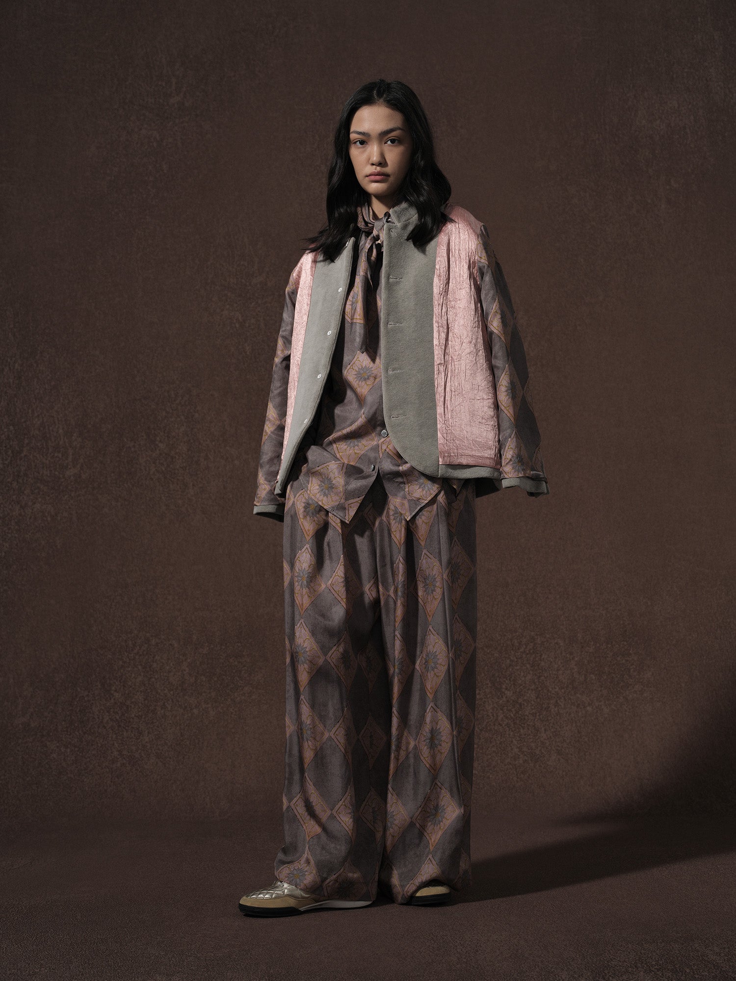 LABELDEL 25AW灰色平绒四袋夹克反 印花铜氨套装5