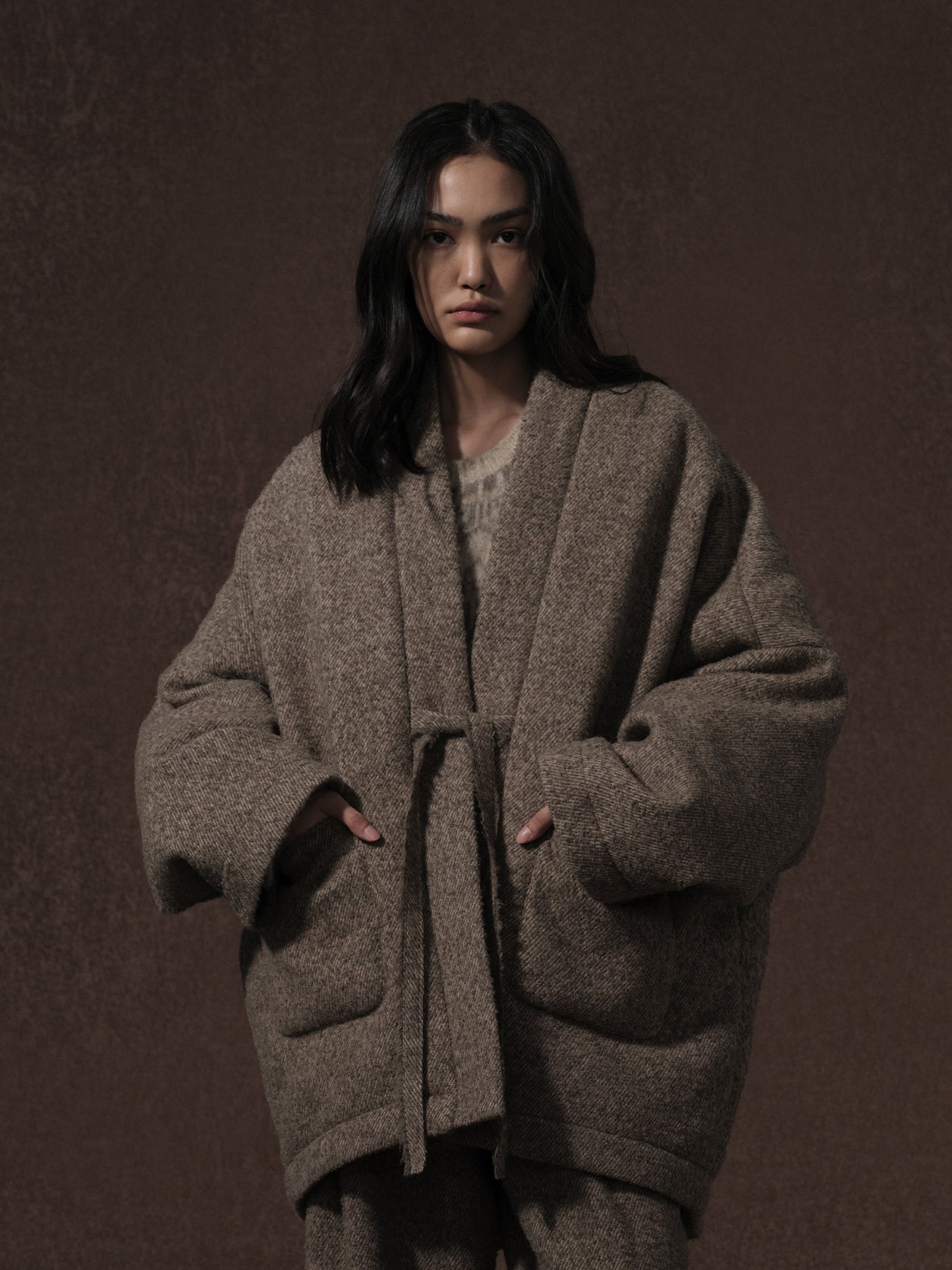 LABELDEL 25AW咖色羊毛鹅绒服0