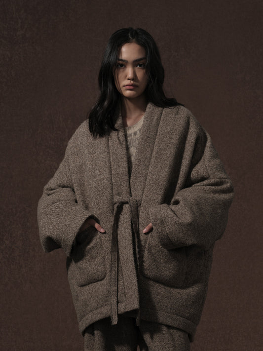 LABELDEL 25AW咖色羊毛鹅绒服0