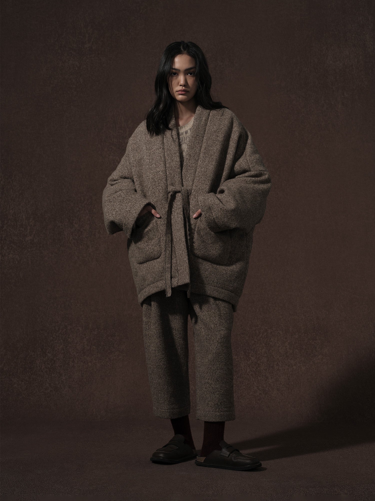 LABELDEL 25AW咖色羊毛鹅绒服1