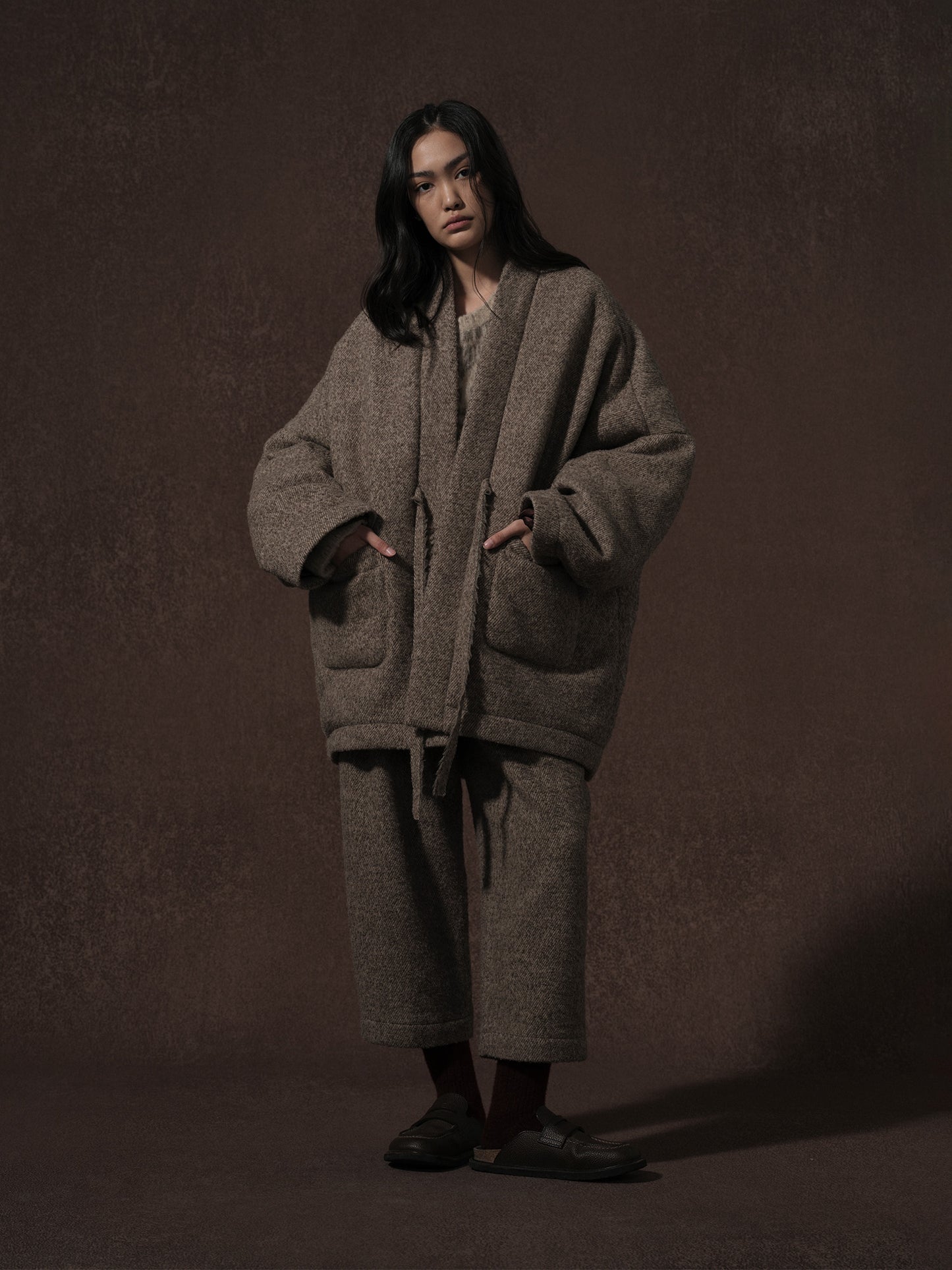 LABELDEL 25AW咖色羊毛鹅绒服2