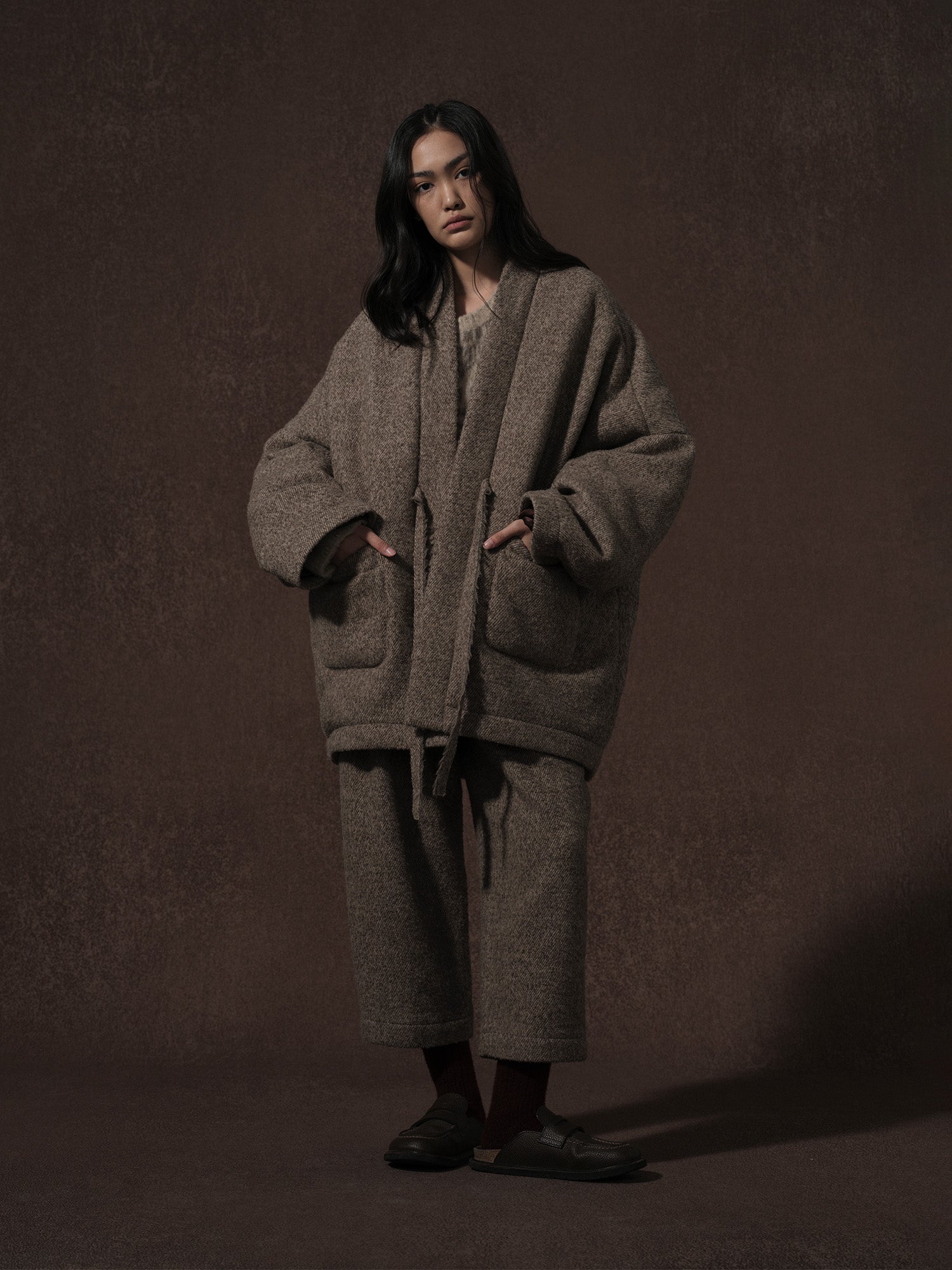 LABELDEL 25AW咖色羊毛鹅绒服2