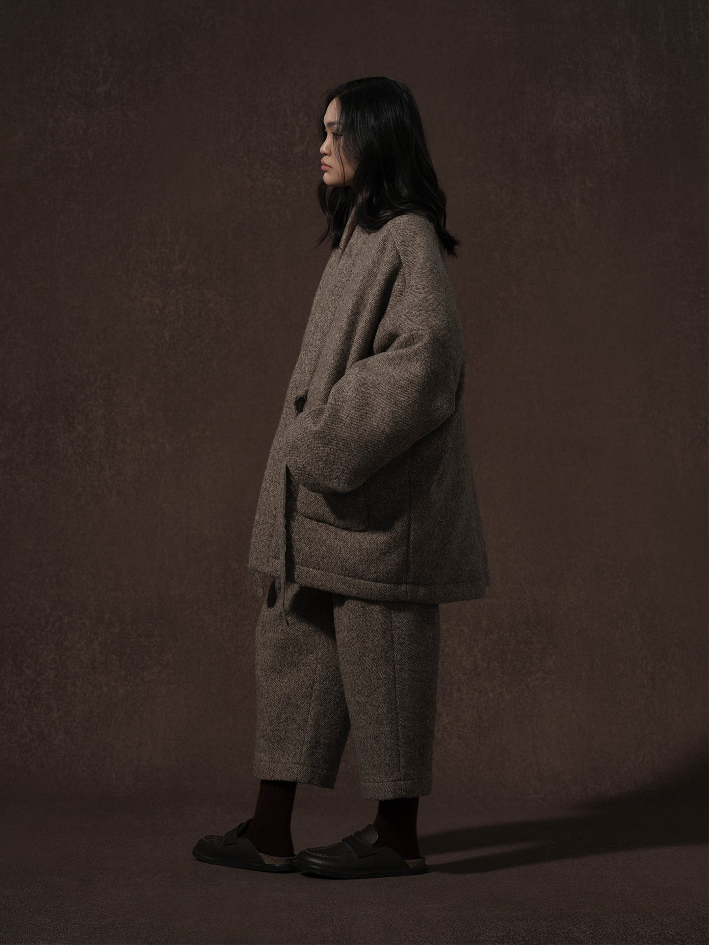 LABELDEL 25AW咖色羊毛鹅绒服3