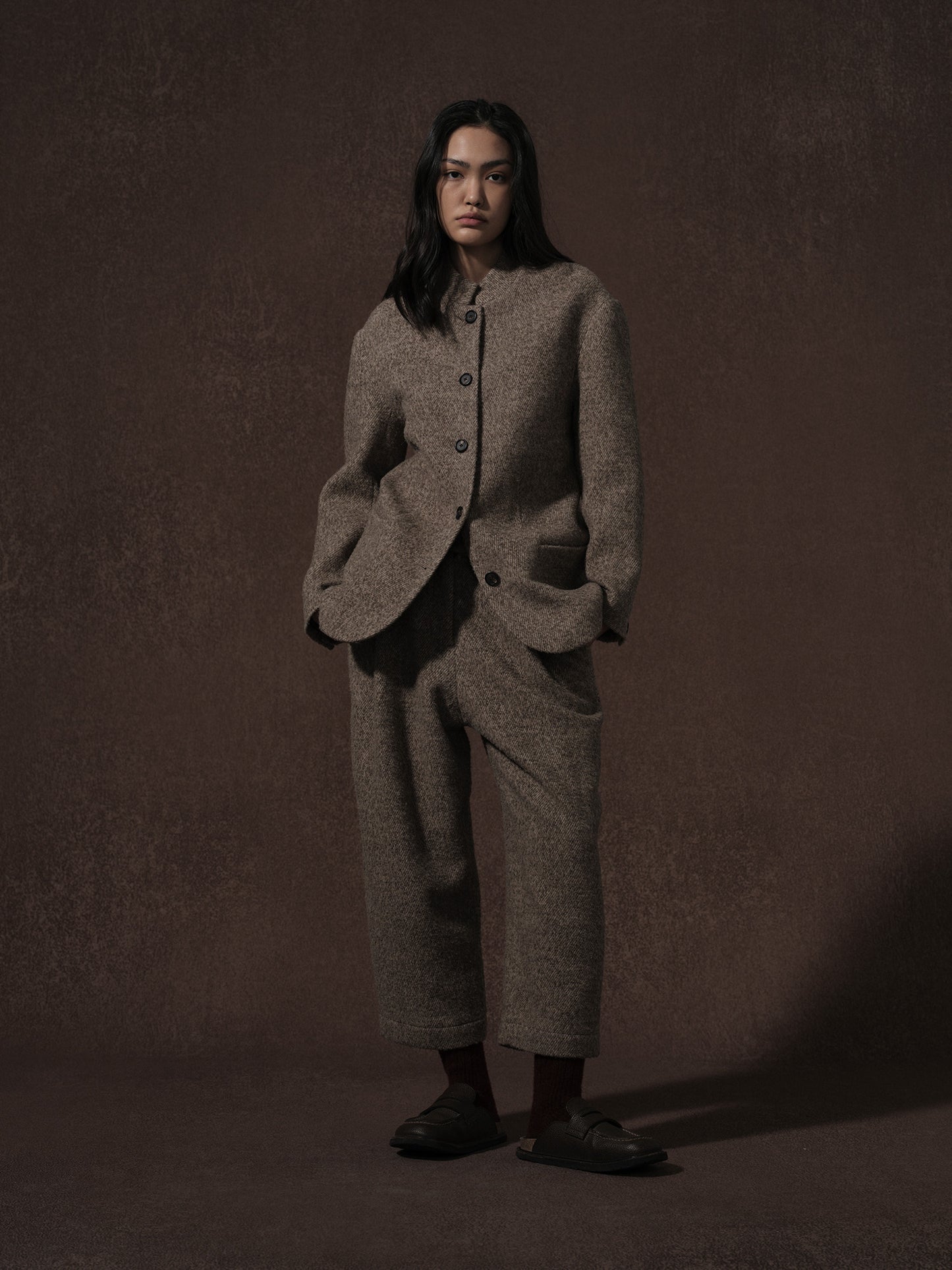 LABELDEL 25AW咖色羊毛夹克 九分裤1