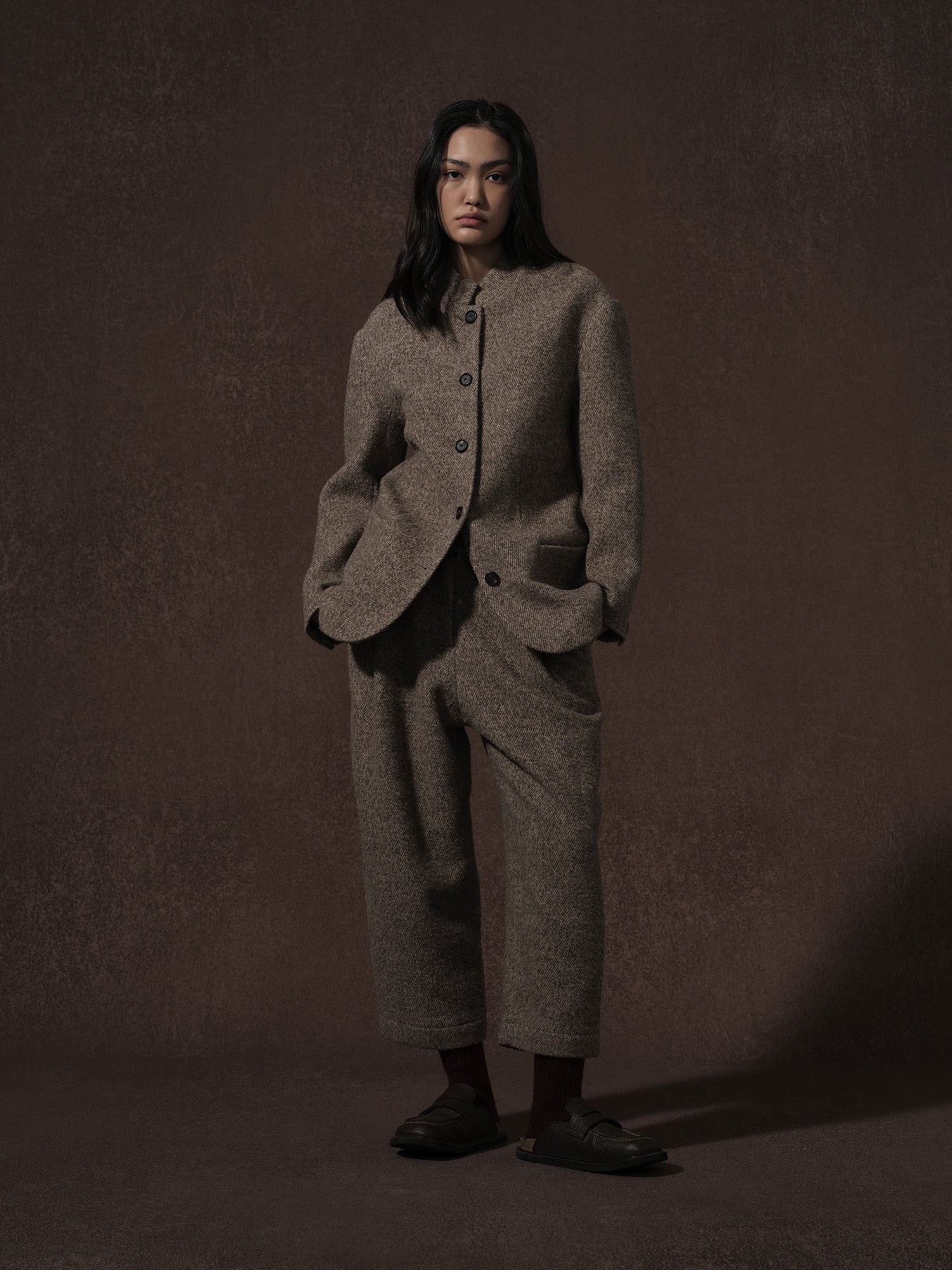 LABELDEL 25AW咖色羊毛夹克 九分裤1