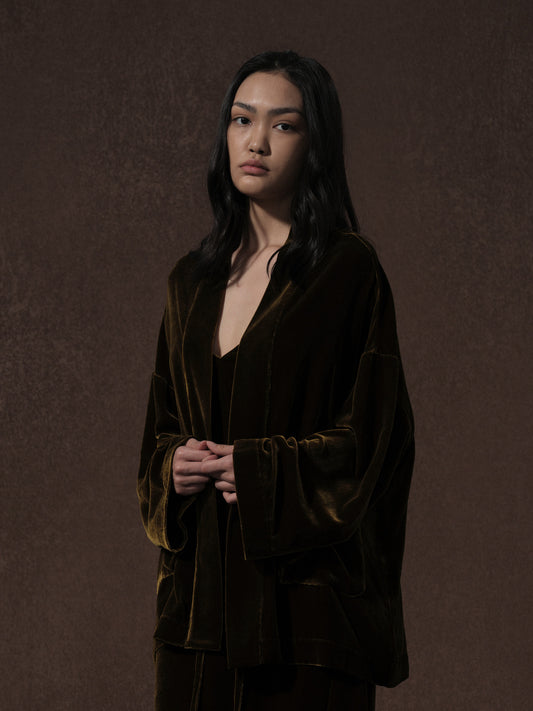 LABELDEL 25AW咖金丝绒连衣裙 道袍0