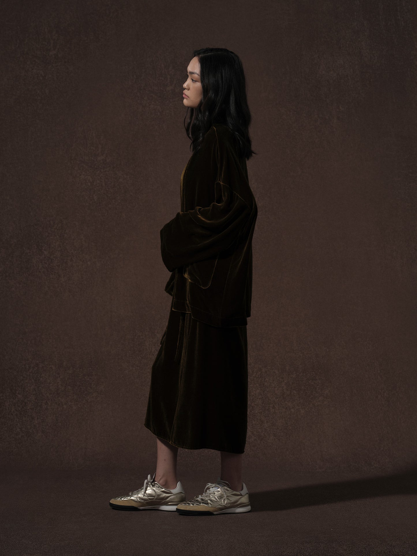 LABELDEL 25AW咖金丝绒连衣裙 道袍2