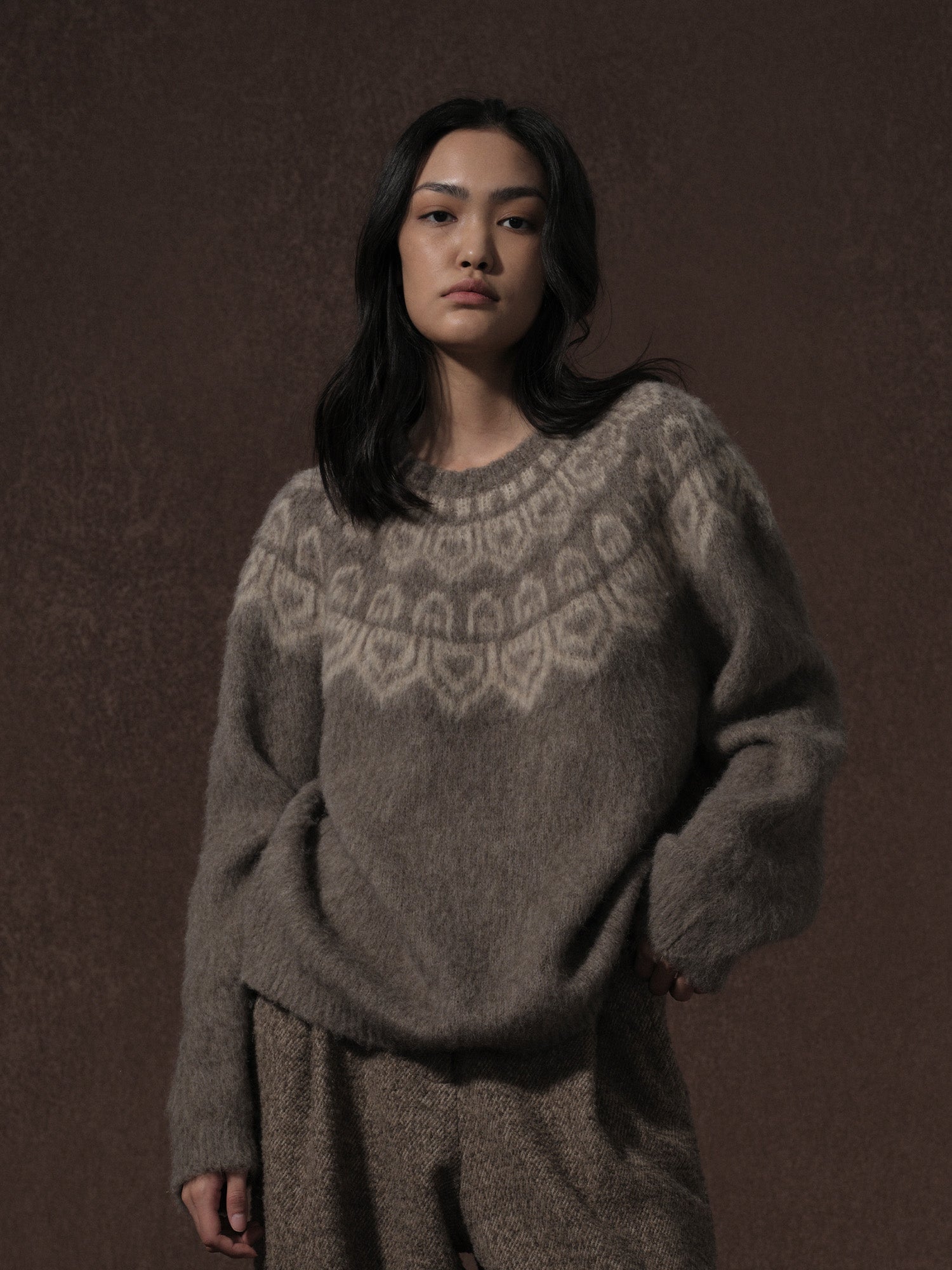 LABELDEL 25AW深灰唐纹费尔岛毛衣01