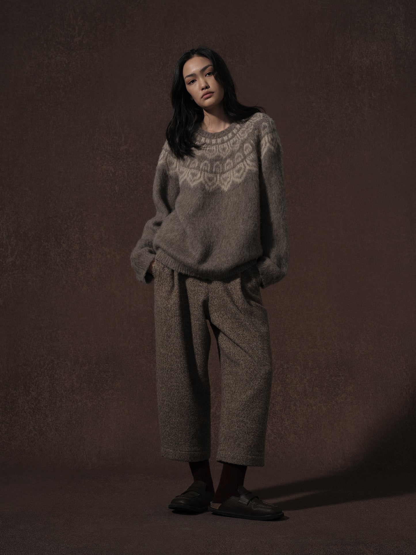 LABELDEL 25AW深灰唐纹费尔岛毛衣1