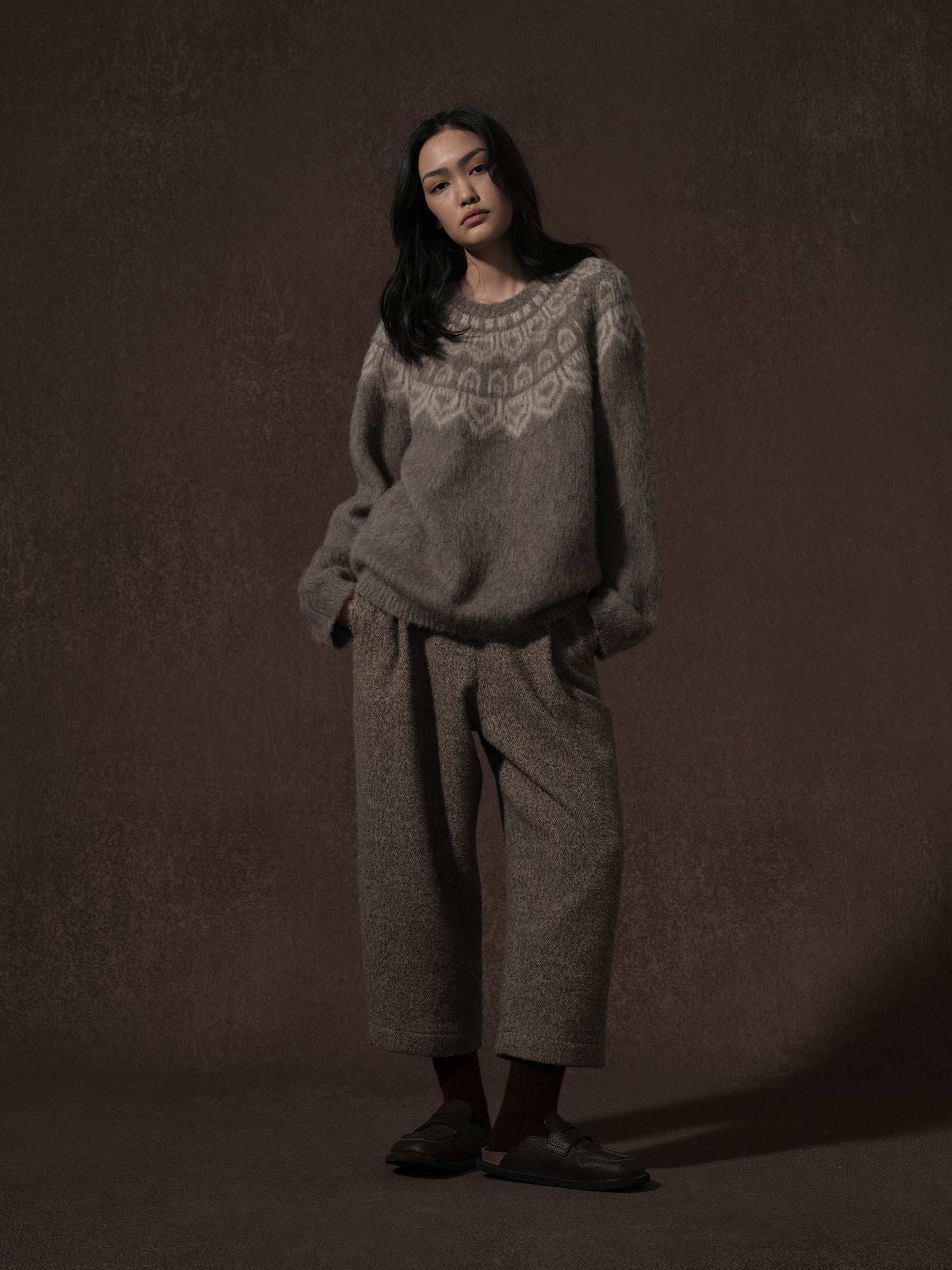 LABELDEL 25AW深灰唐纹费尔岛毛衣1