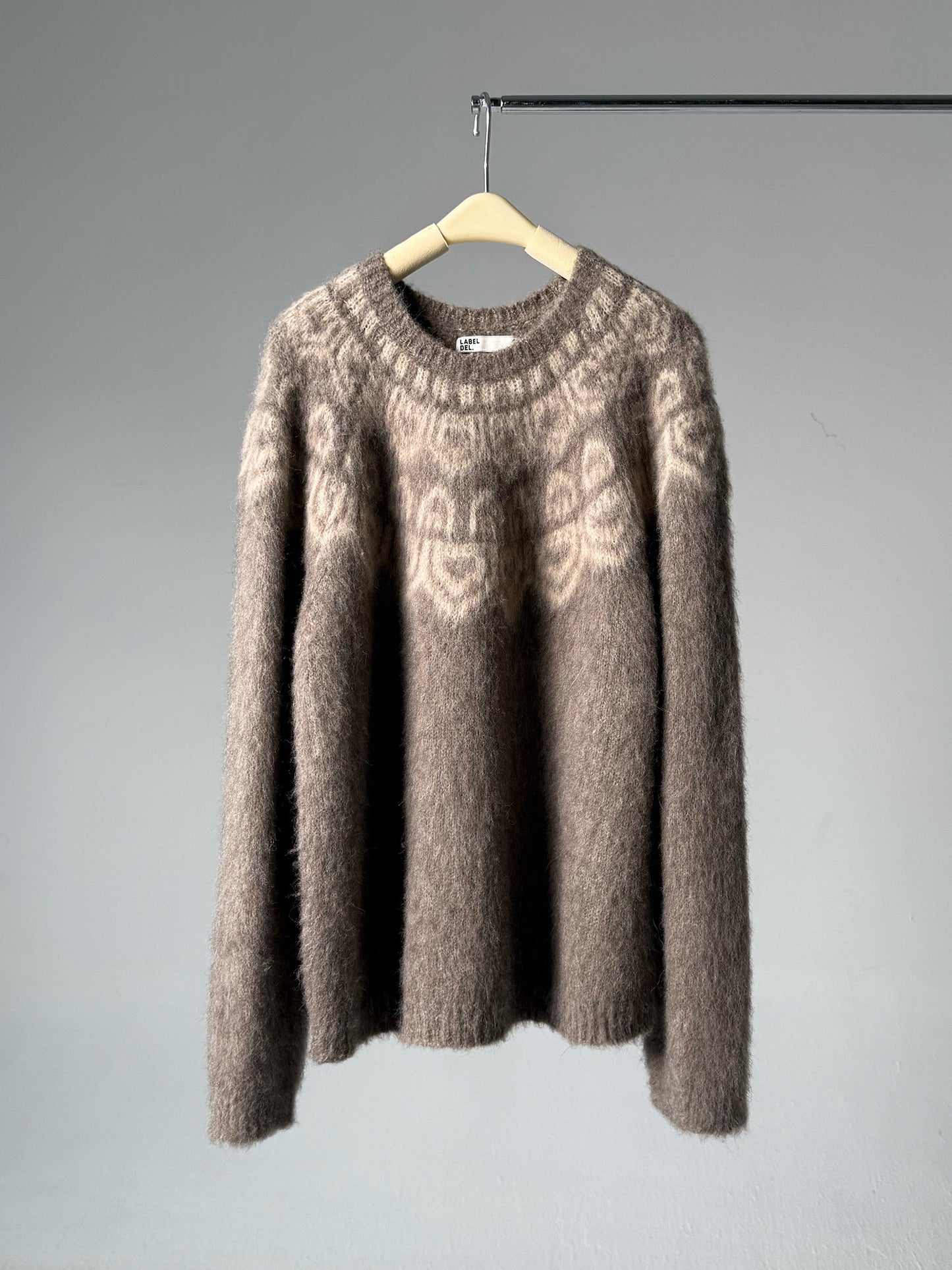 LABELDEL 25AW深灰唐纹费尔岛毛衣白底图