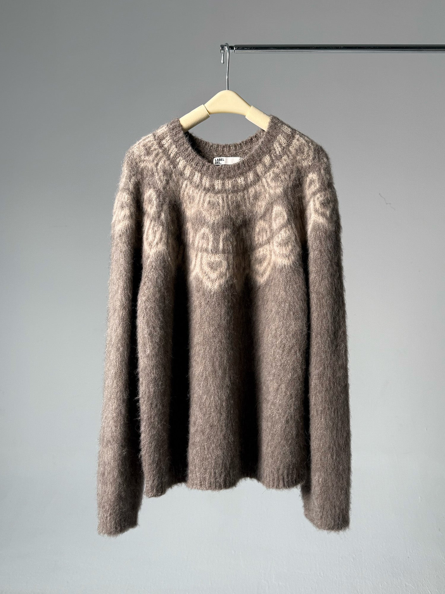 LABELDEL 25AW深灰唐纹费尔岛毛衣白底图