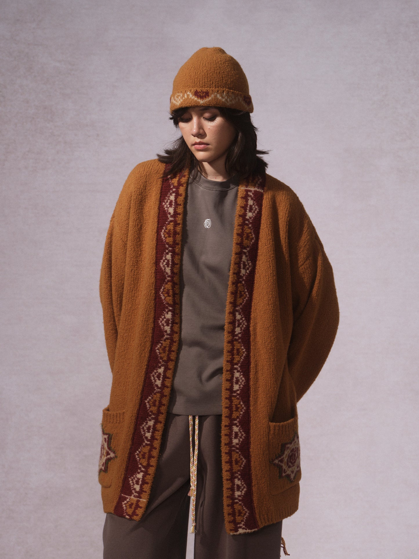 LABELDEL 25AW姜黄唐纹开衫毛衣02