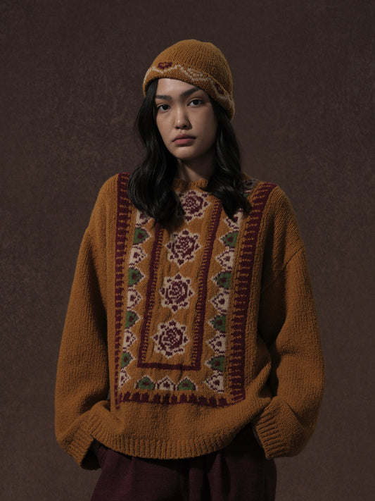 LABELDEL 25AW姜黄唐纹地毯毛衣0