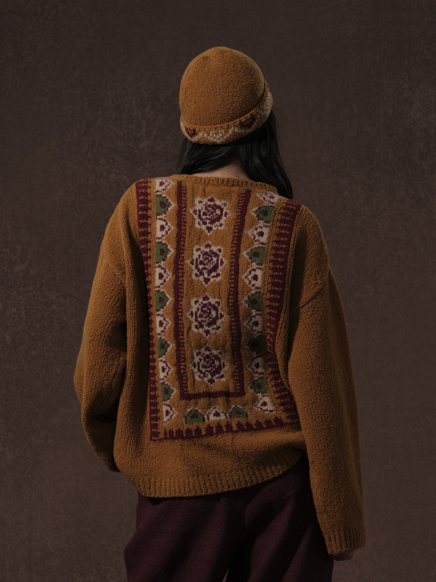 LABELDEL 25AW姜黄唐纹地毯毛衣00