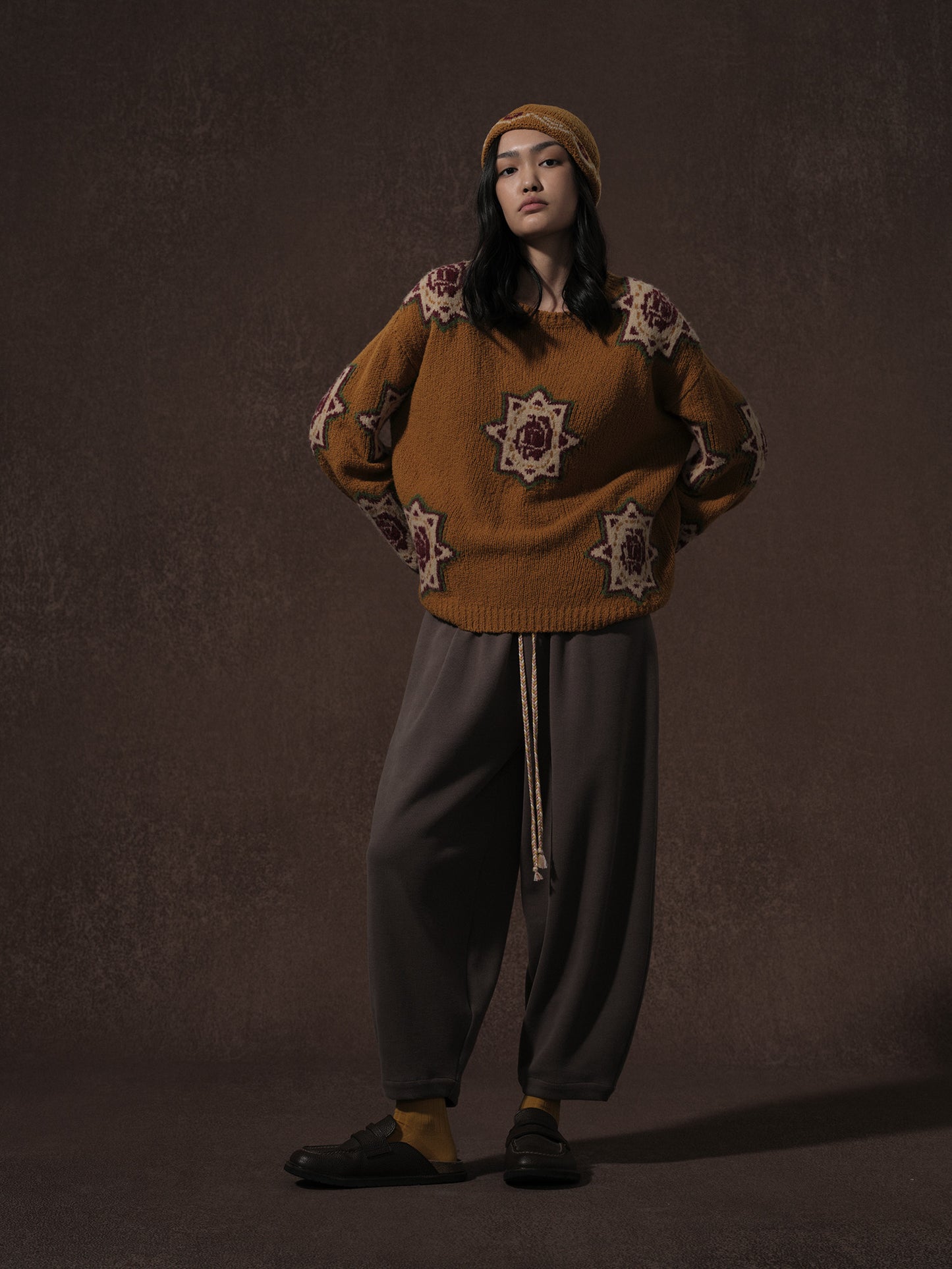 LABELDEL 25AW姜黄唐纹星星毛衣2