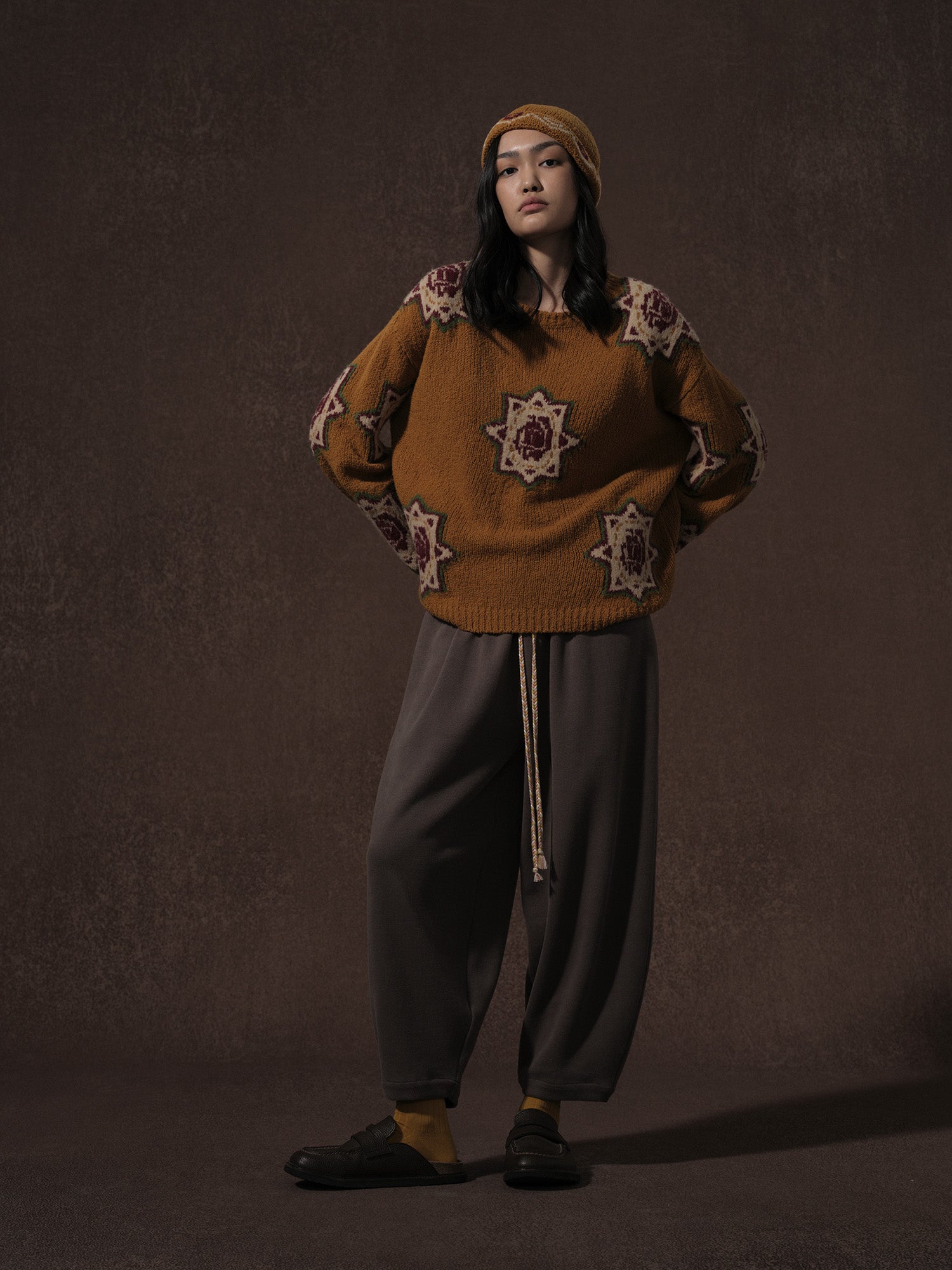 LABELDEL 25AW姜黄唐纹星星毛衣2