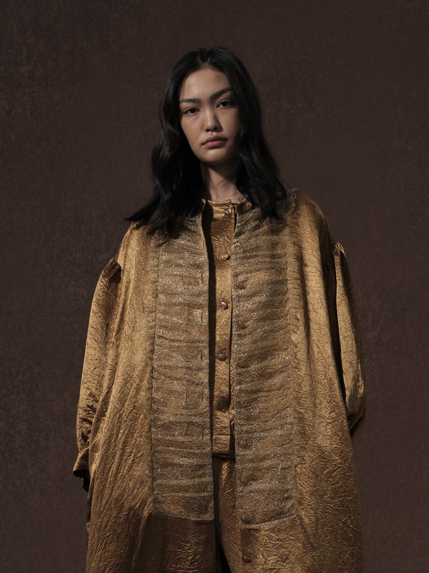 Acetate & Sheer Panel Robe