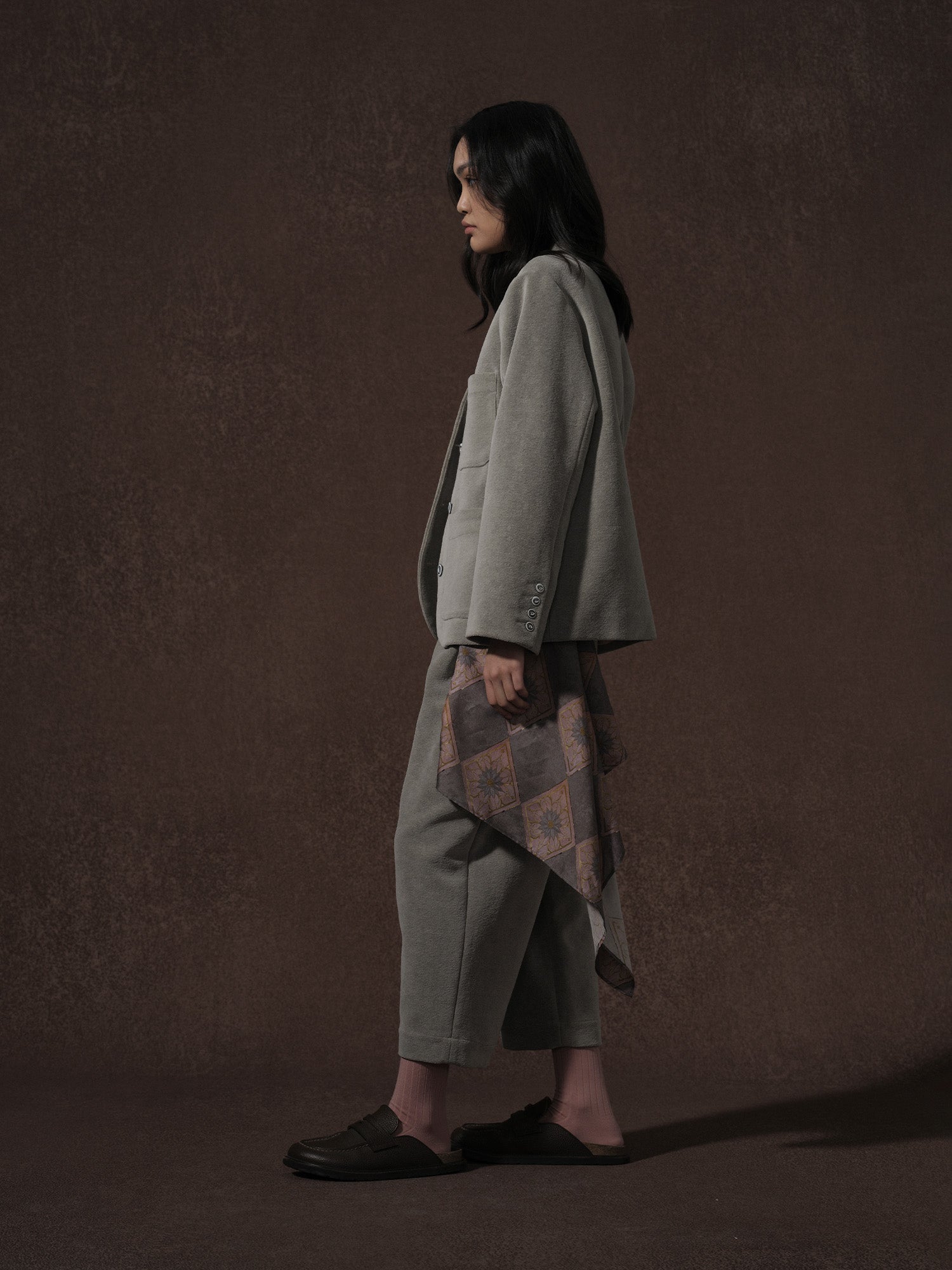 LABELDEL 25AW灰色平绒四袋夹克裤子3