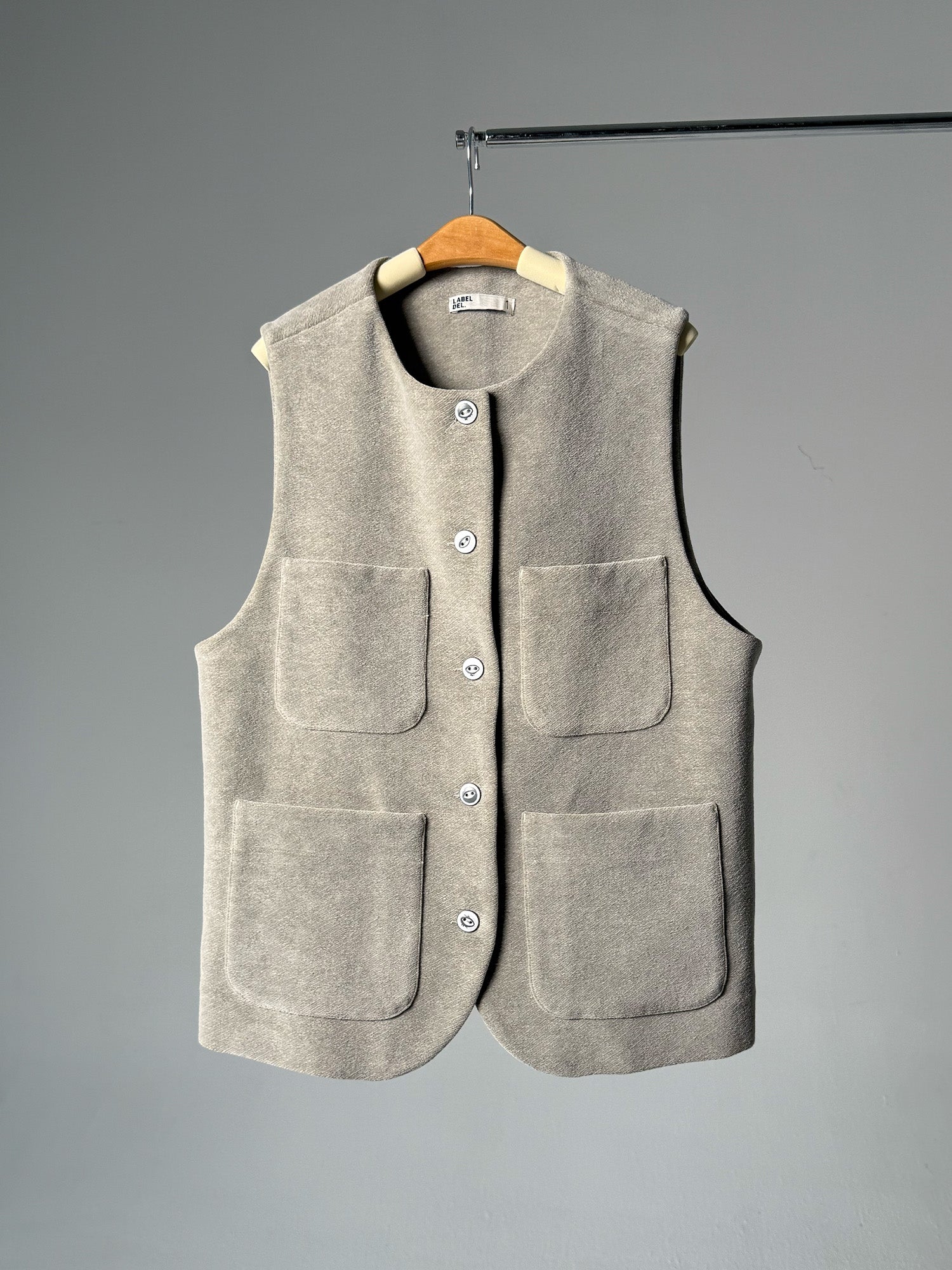 LABELDEL 25AW灰色平绒四袋马甲白底图