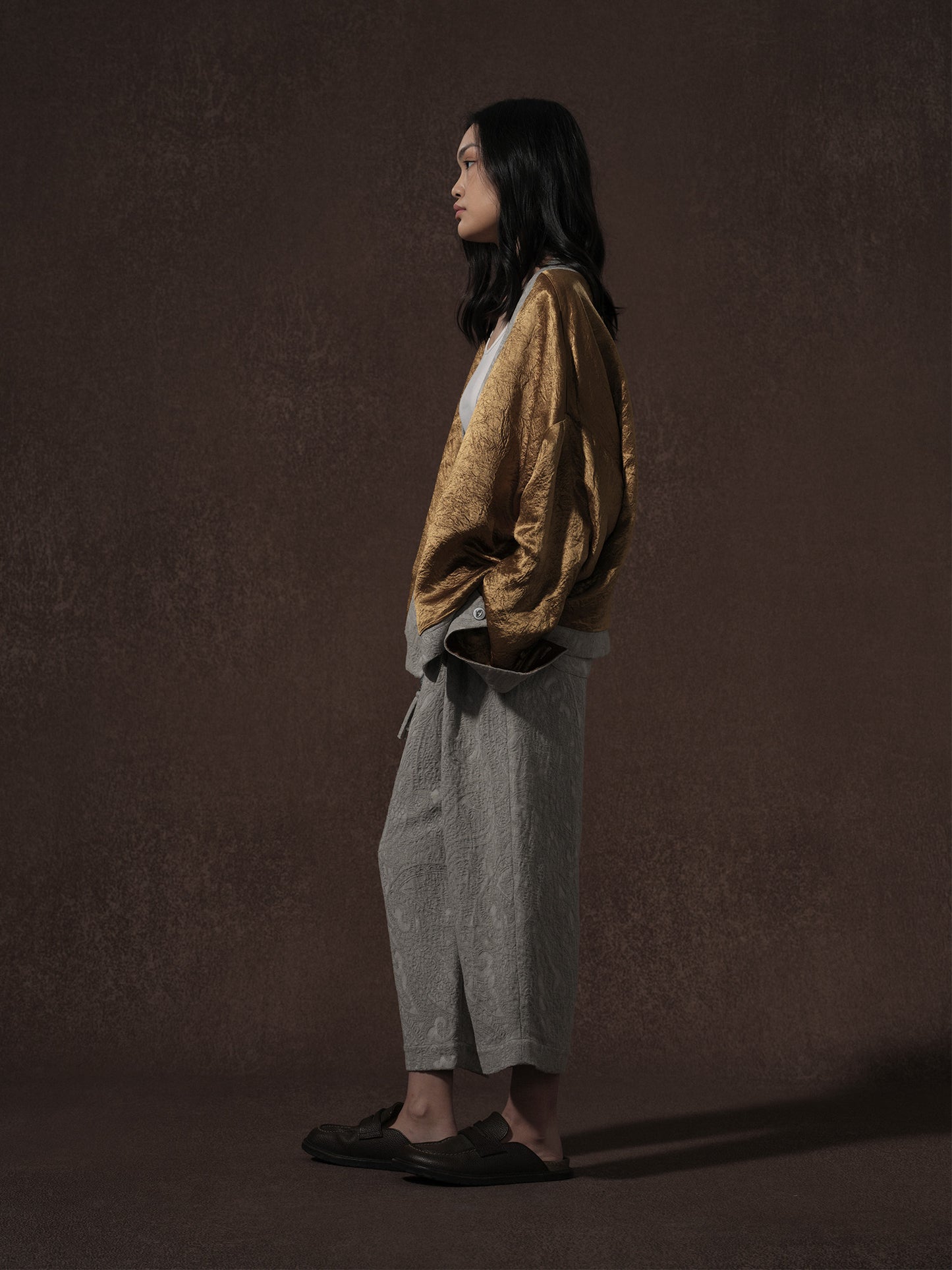 LABELDEL 25AW亚麻提花夹克反面和裤子3