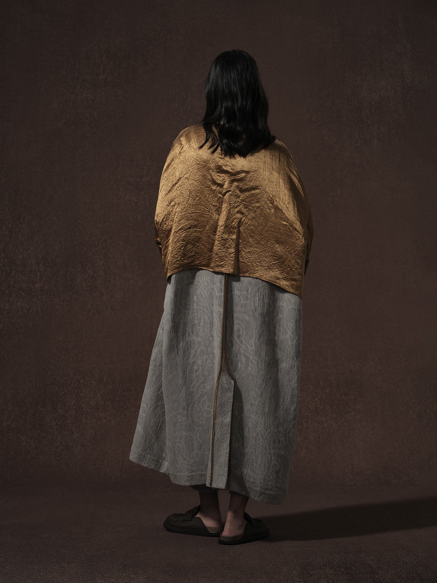 LABELDEL 25AW亚麻提花长袍大衣反面和裤子2